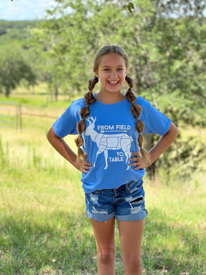 Field to Plate Youth T-Shirt - Blue - The Kendall Jones Store
