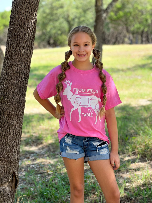 Field to Plate Youth T-Shirt - Pink - The Kendall Jones Store